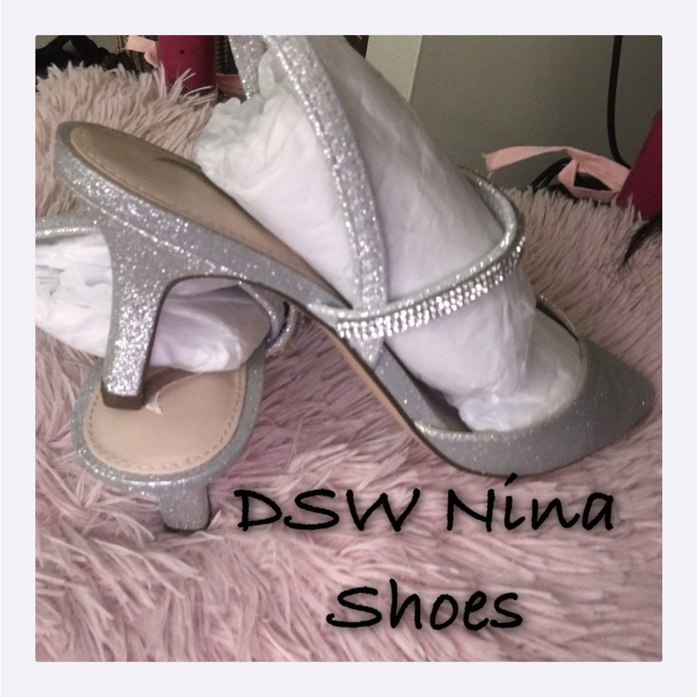 DSW Nina Silver and Bling Pumps Size 8 1/2